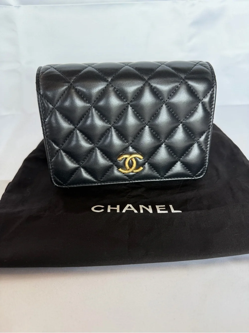 🎉SOLD🎉 CHANEL Black Lambskin WOC Wallet On Chain Gold Hardware GHW Cruise 2023 - Picture 3 of 12